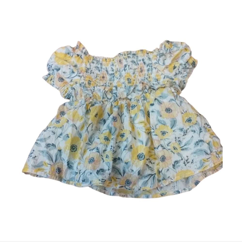 Cupcakes & Cashmere Yellow Floral Smocked Ruffle Dress Baby Girl 18 Months